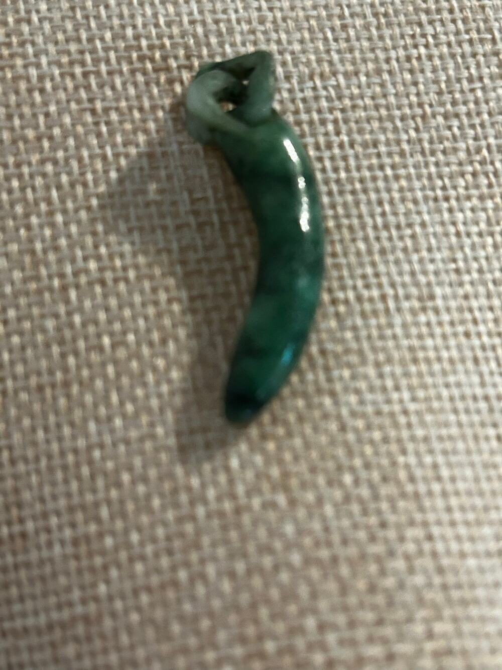 Vintage Green Dragon Tooth Horn Pendant Ank Tusk Fang Charm 1.75 Inch